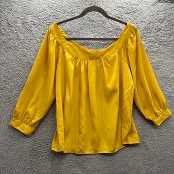 Maeve Small Yellow Blouse Flowy Silky Work Evening Party Feminine EUC - Picture 3 of 10